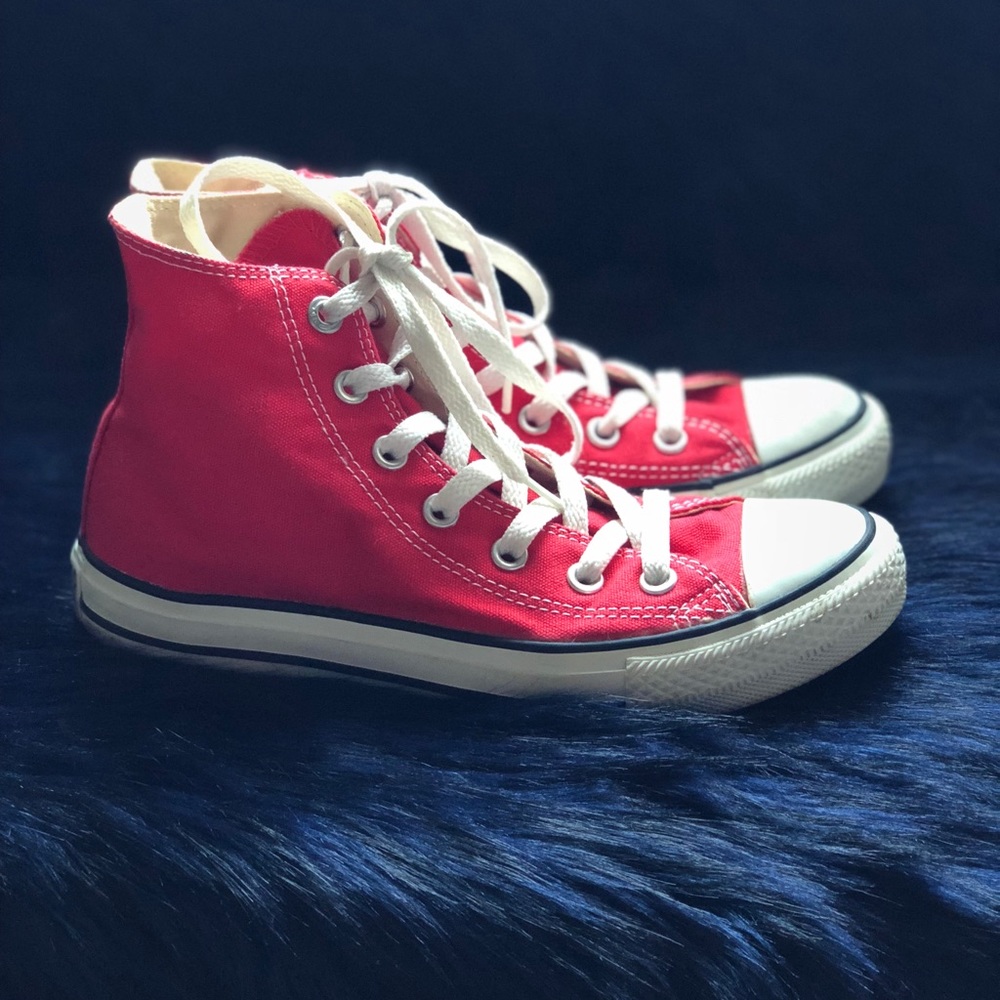 Red Converse high tops